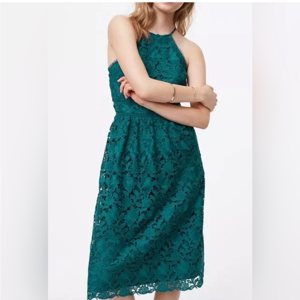 Loft XS size 0 green holiday cocktail midi dress